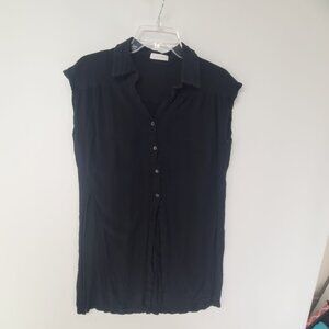 All: Row Women's Sleeveless Button Front Midi Dress Black Size M Casual